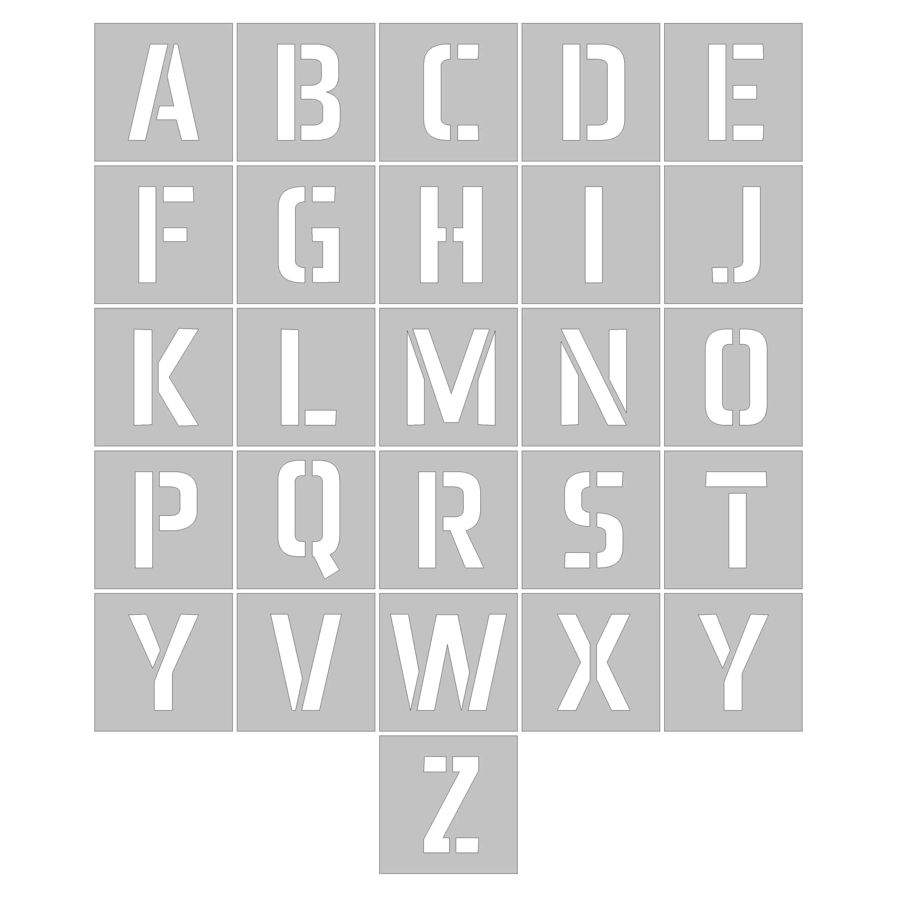 Комплект готовых трафаретов латинских букв